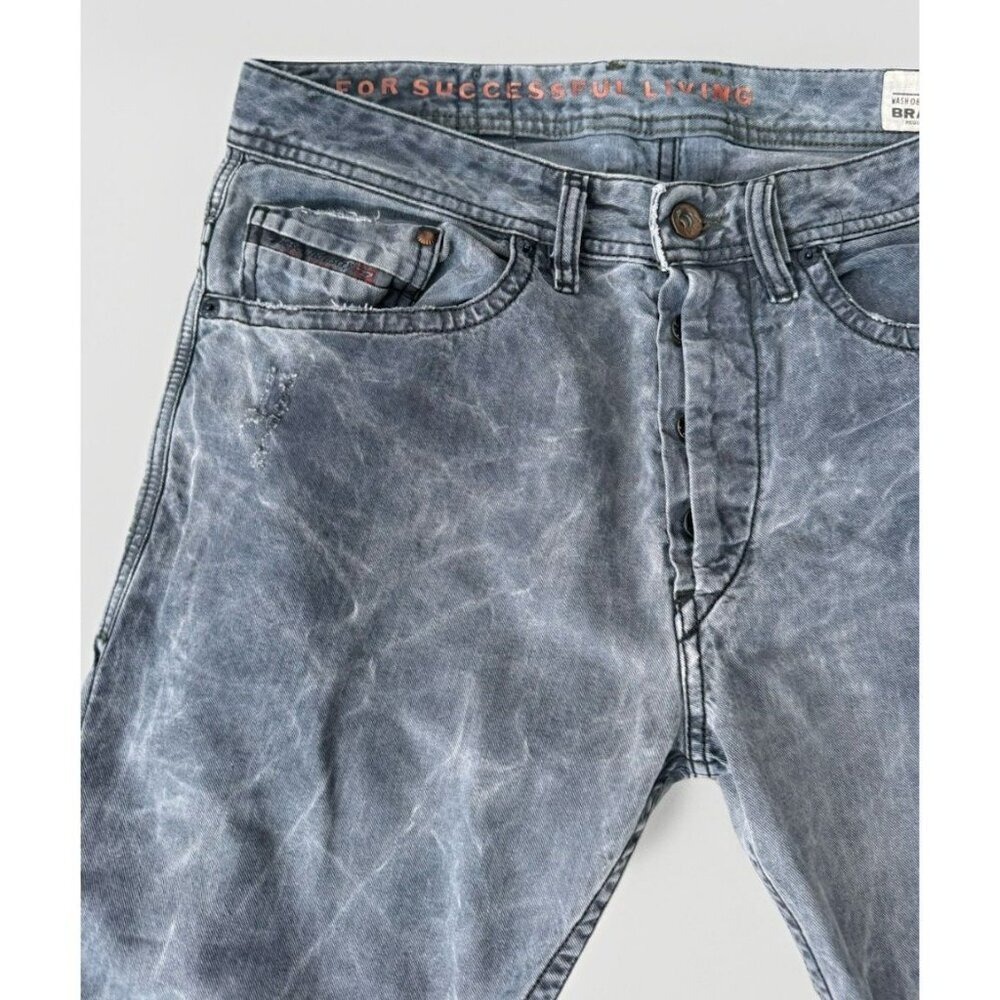 Diesel Jeans Mens 30 Black Denim Braddom Regular Slim Carrot Dark Wash - Picture 2 of 9